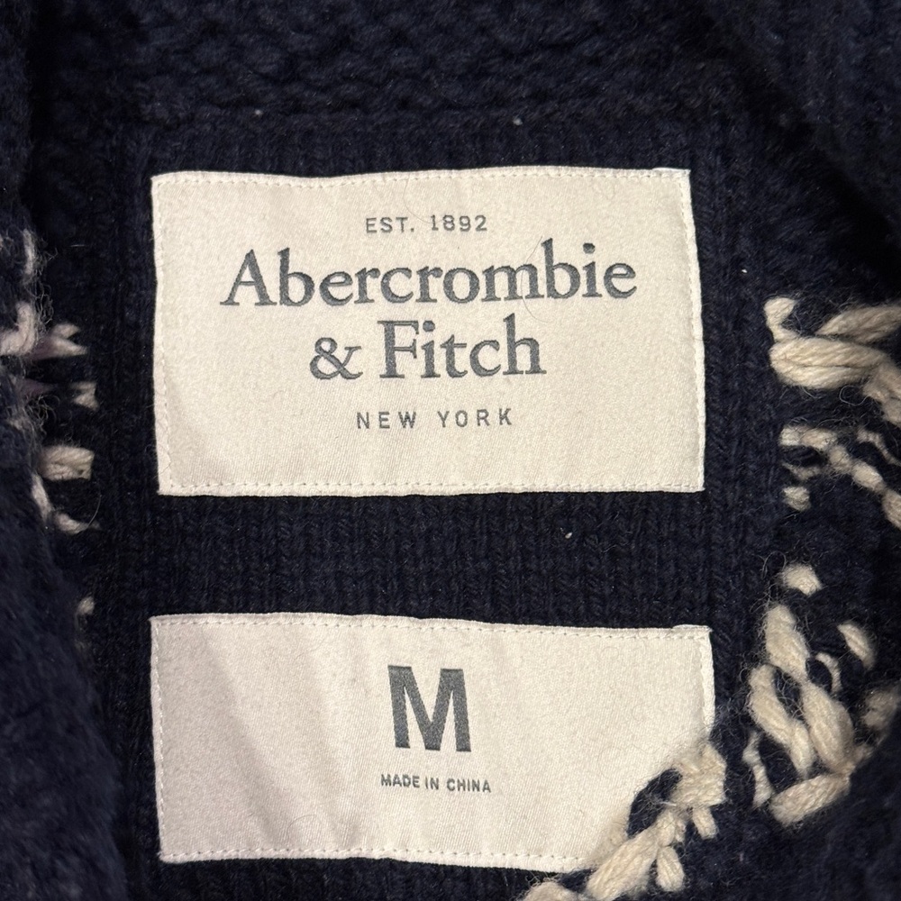 Abercrombie & Fitch Blue Moose Collar Cardigan Sweater Wool Blend Men’s Sz M - Picture 6 of 7